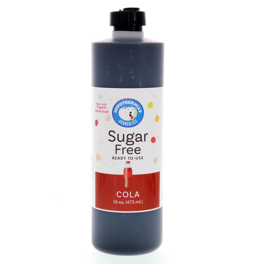Hypothermias Sugar Free Syrup for Snow Cone, Shaved Ice, Drinks - Pint (16 fl oz) - Made with Organic Monk Fruit and Non-GMO Organic Erythritol - BPA-Free Plastic Bottle (Cola)