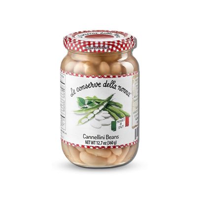 Le Conserve Della Nonna Cannellini Beans - White Kidney Beans in Glass Jar - Italian Preserved White Beans - Healthy White Bean w/No Artificial Preservatives - Fresh Northern Beans from Italy-12.7 oz