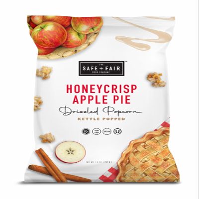 Safe + Fair Plant-Based Gourmet Apple Pie Flavored Popcorn - Honeycrisp Apple Pie Drizzled Kettle Corn Popcorn - Non-GMO + Gluten-Free Snacks,5.5oz