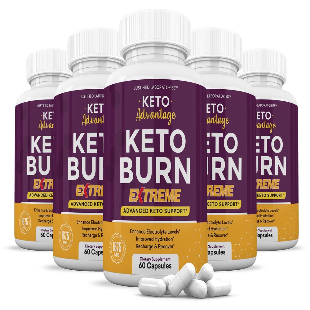 (5 Pack) Keto Advantage Keto Burn Extreme Pills 1675MG New & Improved Formula Contains Apple Cider Vinegar Extra Virgin Olive Oil Powder Green Tea Leaf 300 Capsules