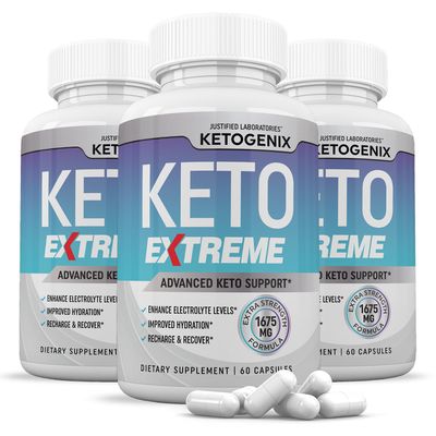 (3 Pack) Ketogenix Extreme Keto Pills 1675MG New & Improved Formula Contains Apple Cider Vinegar Extra Virgin Olive Oil Powder Green Tea Leaf 180 Capsules