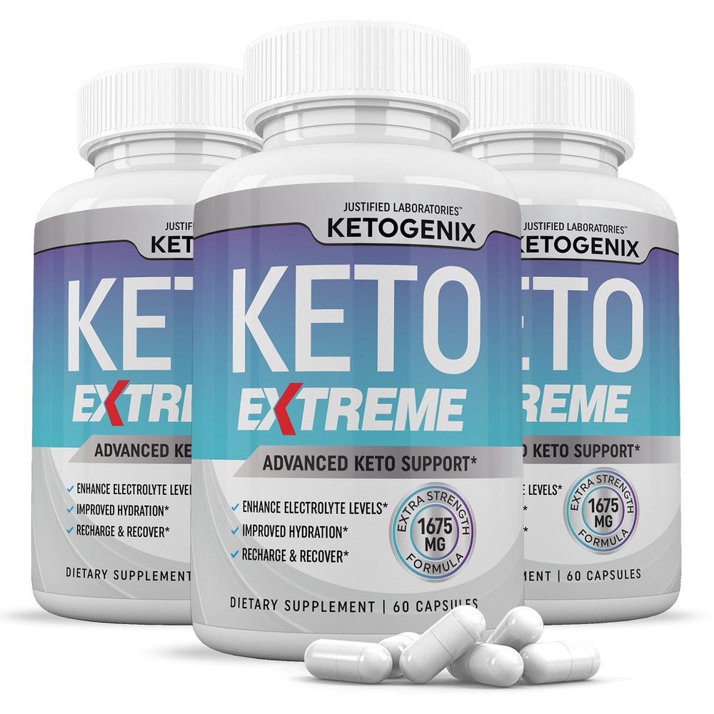 (3 Pack) Ketogenix Extreme Keto Pills 1675MG New & Improved Formula Contains Apple Cider Vinegar Extra Virgin Olive Oil Powder Green Tea Leaf 180 Capsules