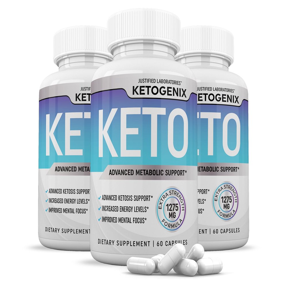 (3 Pack) Ketogenix Keto Pills 1275MG New & Improved Formula Contains Apple Cider Vinegar Extra Virgin Olive Oil Powder Green Tea Leaf 180 Capsules
