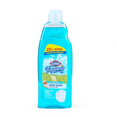 CLOROX Fraganzia Liquid Dish Soap | Smells Great and Cuts Through Tough Grease Fast | Quick Rinsing formula Washes Away Dirt | A Powerful Clean You Can Trust, Fresh Ocean Breeze Scent, 12 Ounces