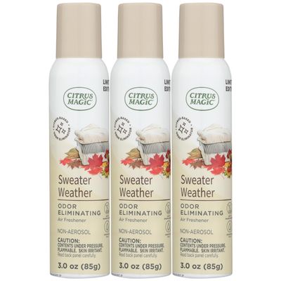 Citrus Magic Limited Edition Odor Eliminating Air Freshener Spray, Sweater Weather, 3-Ounce, Pack of 3