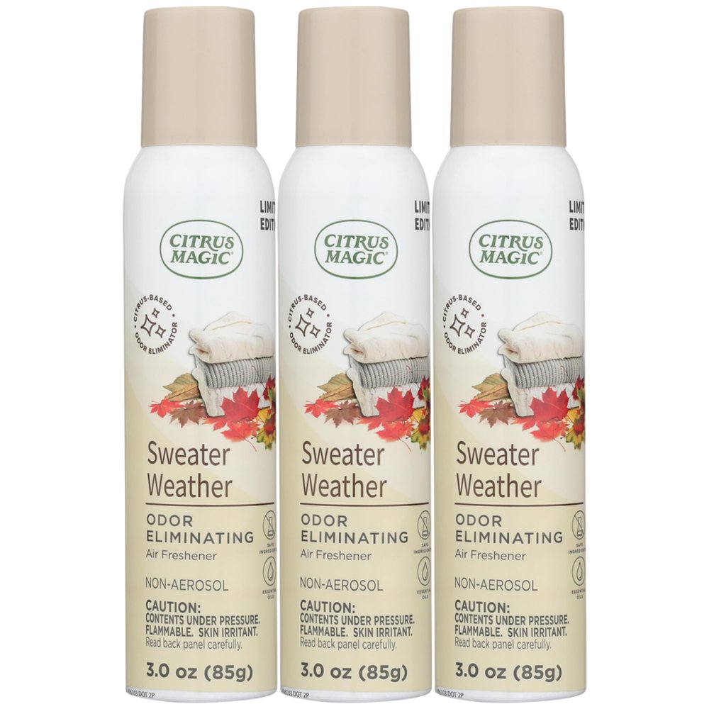 Citrus Magic Limited Edition Odor Eliminating Air Freshener Spray, Sweater Weather, 3-Ounce, Pack of 3