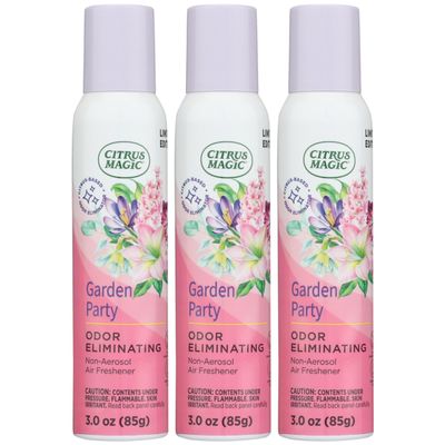 Citrus Magic Limited Edition Odor Eliminating Air Freshener Spray, Garden Party, 3-Ounce, Pack of 3
