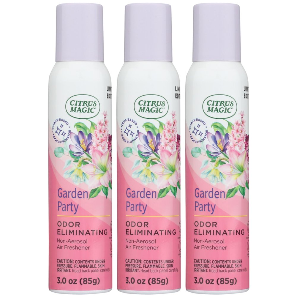 Citrus Magic Limited Edition Odor Eliminating Air Freshener Spray, Garden Party, 3-Ounce, Pack of 3