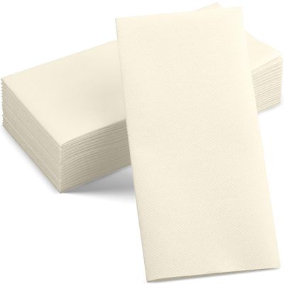50-Pack Disposable Linen-Feel Champagne Napkins, 12" x 17" Cloth-Like Paper Dinner Napkins For Wedding, Bathroom, Party Or Event