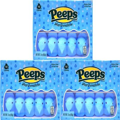 PEEPS Easter Marshmallow Chicks, Variety Pack, 10 Count (Assorted Flavors & Colors) (3 Count, Blue Chicks Marshmallow)