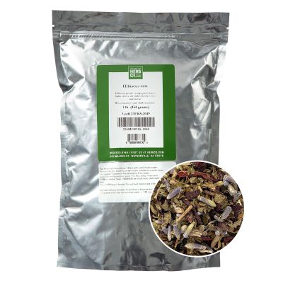 Hibiscus Zest Tea Loose Leaf, by Herb Co, Caffeine-Free Citrus & Floral Blend with Lavender, Orange Zest & Licorice Root, 1 lb