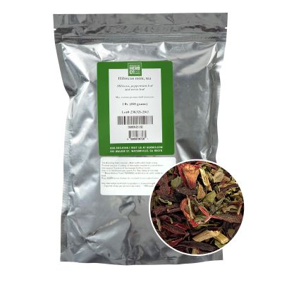 Citrus Mint Tea with Hibiscus, by Herb Co, Caffeine Free Herbal Blend with Peppermint & Stevia - Soothing & Relaxing, 1 lb