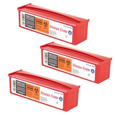 AmeriCan Goods Sharps Crate Container Safe Disposal of Waste and Needles Professional Compact Biohazard Needle and Syringe Disposal Durable Box (3pk)