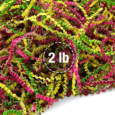FRILLZ Crinkle Cut Paper Shred Filler for Baskets, Gifts, Packing and Protecting your Birthday, Weddings, Anniversary, Valentines Day, and other gifts (2 pound, Spring)