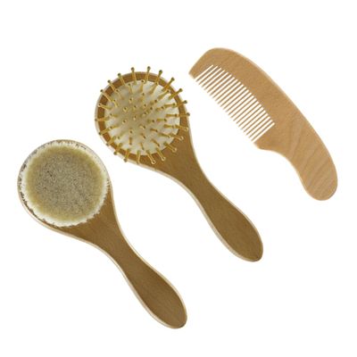 ifundom Wool Brush Set Baby Hair Brush Comb Grooming Set Newborn Scalp Massager Present for Toddlers
