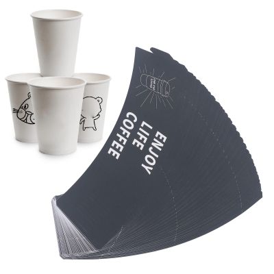 50 Pcs Coffee Cup Sleeves Adjustable Paper Cup Jacket Disposable Cup Heat Insulating Cover Hot Drink Holder for 10oz-20oz Paper Cups