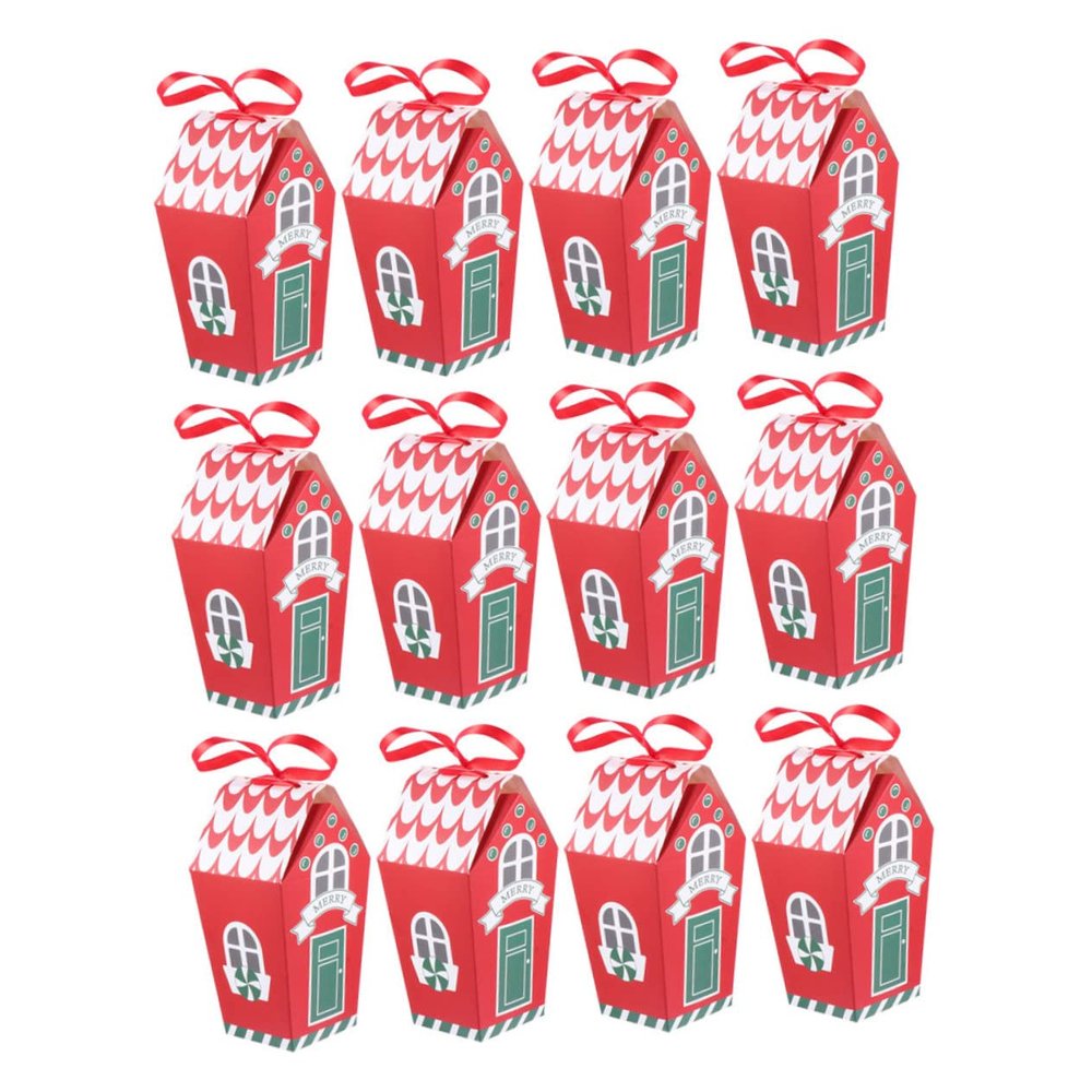 PartyKindom 20pcs Christmas Candy Packing Boxes Festive Wrapping Containers for Cookies and Goodies Design No Ribbon Included