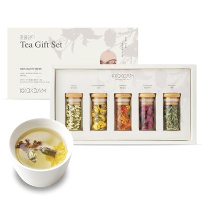 KKOKDAM Lovely Tea Gift Set Premium Blooming Flowers Variety Pack - Fancy Gifts from South Korea - 5 Count