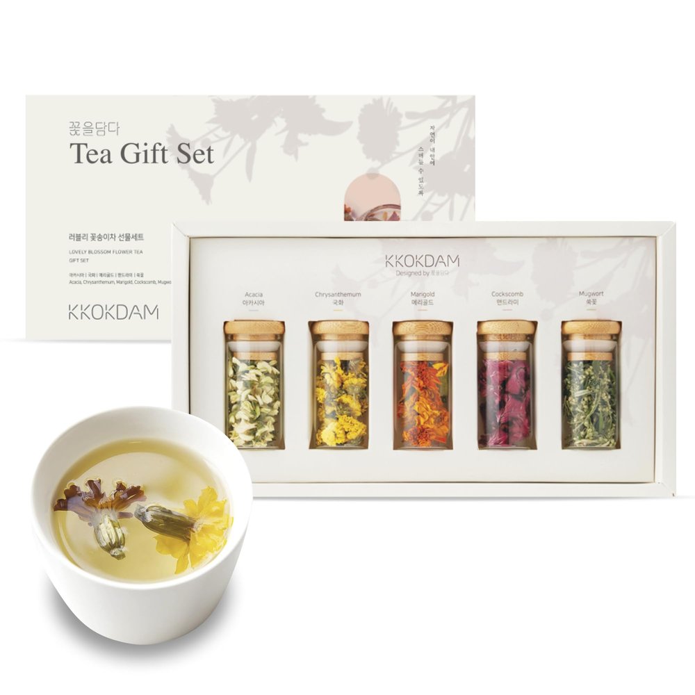 KKOKDAM Lovely Tea Gift Set  Premium Blooming Flowers Variety Pack - Fancy Gifts from South Korea - 5 Count