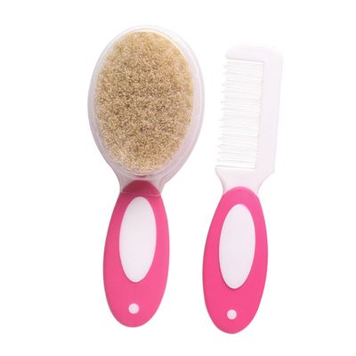 VICASKY 2pcs Pink Hair Care Set Newborn Hair Brush Comb Ergonomic Design for Gentle Scalp Care for Boy Girl Soft Rounded Bristles for Delicate Skin