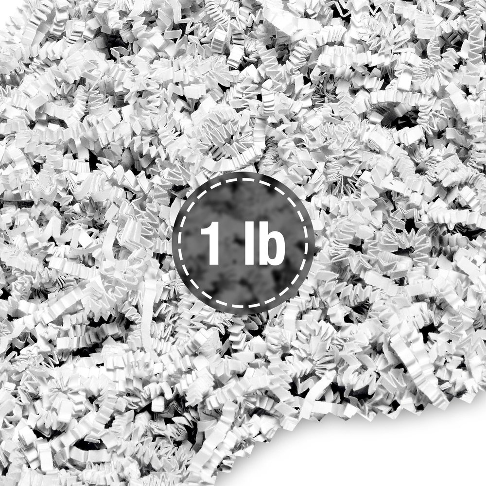 FRILLZ by DECOfill Crinkle Cut Paper Shred Filler (1 LB) for Baskets, Gifts, Packing and Protecting your Birthday, Weddings, Anniversary, Valentines Day, and other gifts (White)