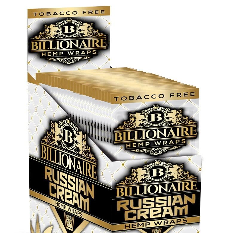 Billionaire Wraps - Russian Cream - 2 Wraps per Pack - 25 Pack - 50 Wraps total incl. Frugal Smoker Sticker