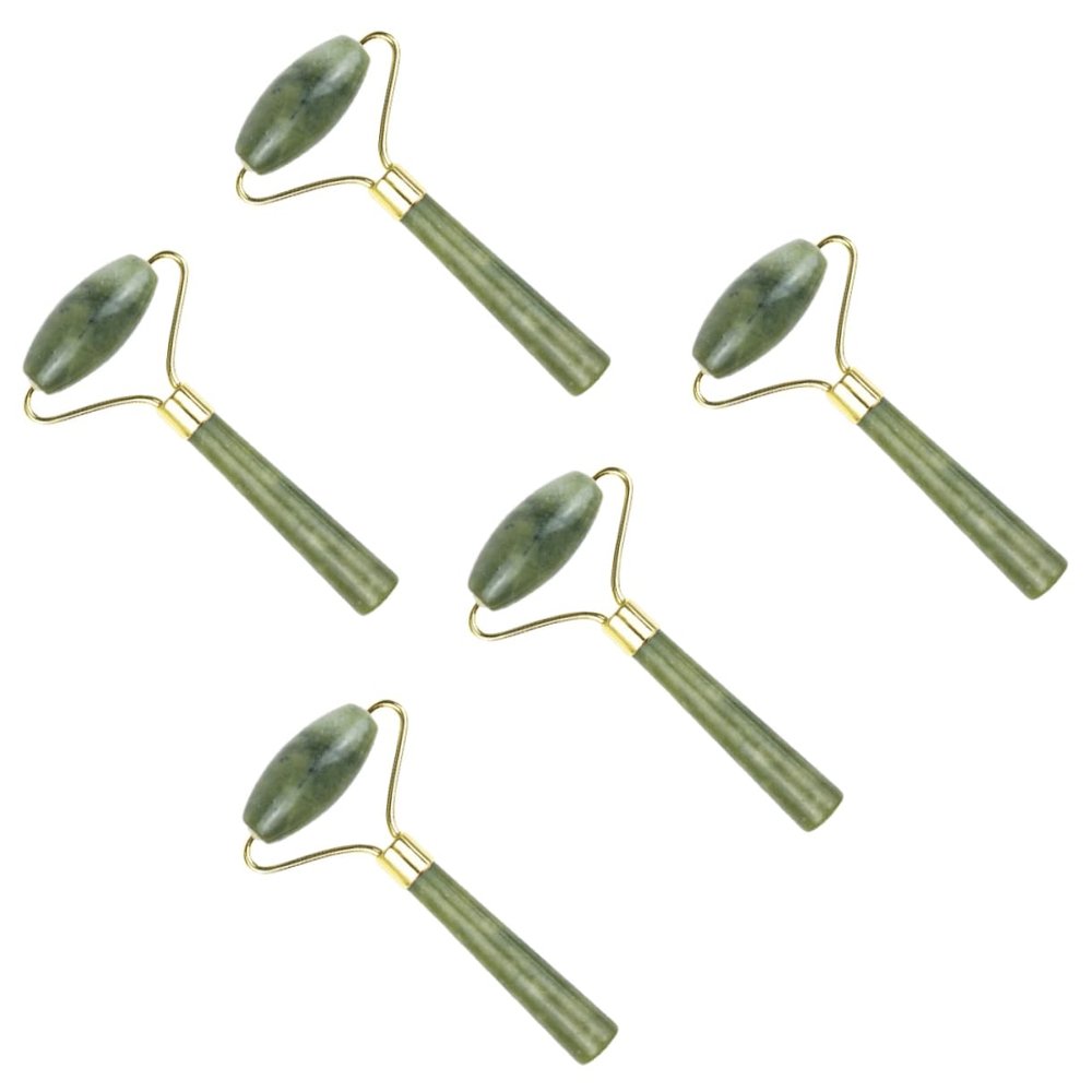Beatifufu 5pcs Natural Jade Eye and Face Roller Skin Care Tool for Eye Puffiness and Aging Portable Beauty Roller