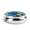 Blue Underwater World of Fishround Pill Box, 3 Compartments Round Pill Box Organizer for Purse Or Pocket, Portable Travel Pill Box view 3