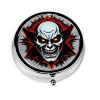Red and Black Evil Ghostround Pill Box, 3 Compartments Round Pill Box Organizer for Purse Or Pocket, Portable Travel Pill Box view 1