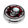 Red and Black Evil Ghostround Pill Box, 3 Compartments Round Pill Box Organizer for Purse Or Pocket, Portable Travel Pill Box view 2