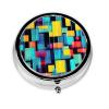 Square Geometry Diagramround Pill Box, 3 Compartments Round Pill Box Organizer for Purse Or Pocket, Portable Travel Pill Box view 1