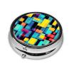 Square Geometry Diagramround Pill Box, 3 Compartments Round Pill Box Organizer for Purse Or Pocket, Portable Travel Pill Box view 2