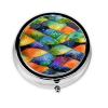 Rainbow Fish Scaleround Pill Box, 3 Compartments Round Pill Box Organizer for Purse Or Pocket, Portable Travel Pill Box view 1