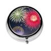 Splendid Fireworksround Pill Box, 3 Compartments Round Pill Box Organizer for Purse Or Pocket, Portable Travel Pill Box view 1