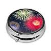 Splendid Fireworksround Pill Box, 3 Compartments Round Pill Box Organizer for Purse Or Pocket, Portable Travel Pill Box view 2