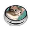 A Curious Catround Pill Box, 3 Compartments Round Pill Box Organizer for Purse Or Pocket, Portable Travel Pill Box view 2
