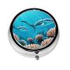 Deep Sea Whalesround Pill Box, 3 Compartments Round Pill Box Organizer for Purse Or Pocket, Portable Travel Pill Box view 1