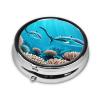Deep Sea Whalesround Pill Box, 3 Compartments Round Pill Box Organizer for Purse Or Pocket, Portable Travel Pill Box view 2