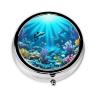 Submarine Coral Raysround Pill Box, 3 Compartments Round Pill Box Organizer for Purse Or Pocket, Portable Travel Pill Box view 1