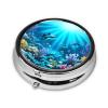 Submarine Coral Raysround Pill Box, 3 Compartments Round Pill Box Organizer for Purse Or Pocket, Portable Travel Pill Box view 2