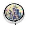 Fairytale Castleround Pill Box, 3 Compartments Round Pill Box Organizer for Purse Or Pocket, Portable Travel Pill Box view 1