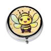 Yellow Beeround Pill Box, 3 Compartments Round Pill Box Organizer for Purse Or Pocket, Portable Travel Pill Box view 1