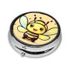 Yellow Beeround Pill Box, 3 Compartments Round Pill Box Organizer for Purse Or Pocket, Portable Travel Pill Box view 2