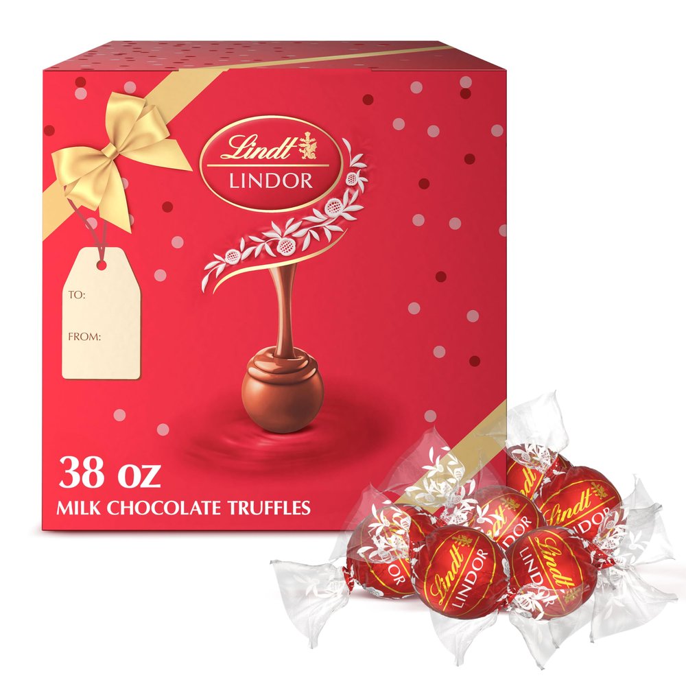 Lindt LINDOR Milk Chocolate Truffles 90 Count Gift Box, Chocolate Candy with Smooth, Melting Truffle Center, 38 oz. Box