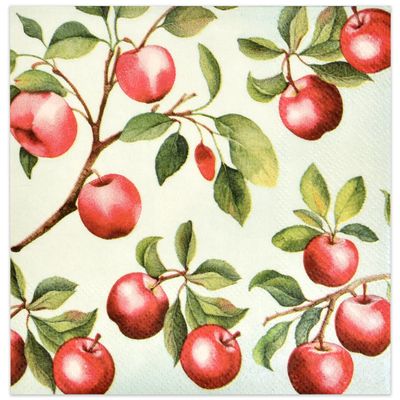 Gift Boutique 100 Apples Cocktail Napkins Disposable Paper Fruit Tree Fall Harvest Apple Leaf Dessert Napkin Autumn Wedding Dinner Party Supplies Decor