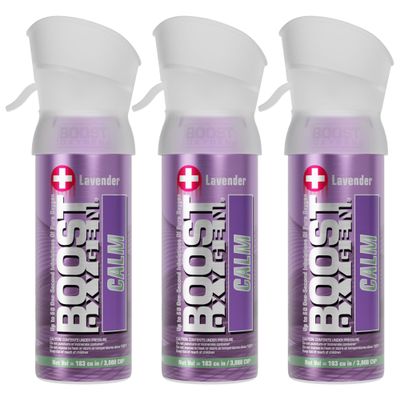 Boost Oxygen Pocket Size Calm Lavender Aroma 3L Canister | Respiratory Support for Aerobic Recovery, Altitude, Performance & Health (3 Pack)