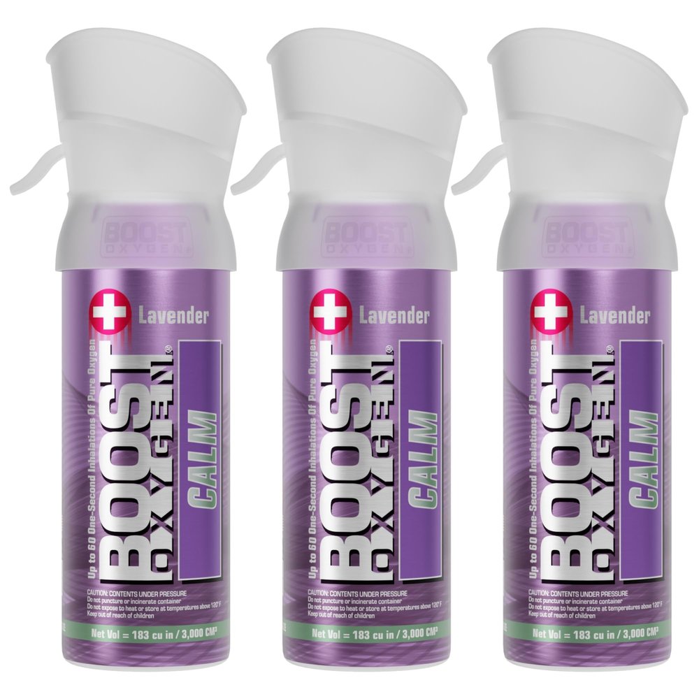 Boost Oxygen Pocket Size Calm Lavender Aroma 3L Canister | Respiratory Support for Aerobic Recovery, Altitude, Performance & Health (3 Pack)