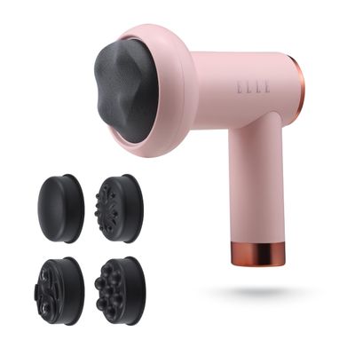 ELLE Shiatsu Deep Rolling Massager, 6 Intensity Levels, 5 Attachment Heads, Cordless Electric Massager That Relieves Aches, Boosts Recovery, Improves Circulation, Type-C Rechargeable