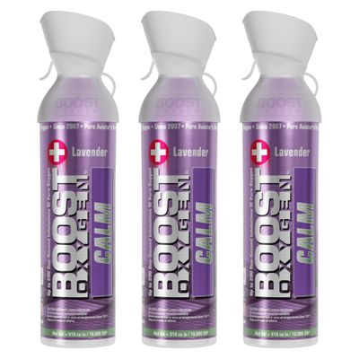Boost Oxygen Large Calm Lavender Aroma 10L Canister | Respiratory Support for Aerobic Recovery, Altitude, Performance & Health (3 Pack)