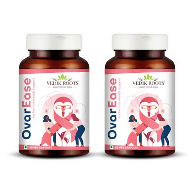 VEDIKROOTS OvarEase | Herbal Supplement for Women's Wellness | Supports Reproductive Health | 120 Veg Capsules |